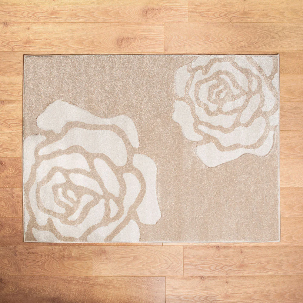 Beige Rose Pattern Delhi Rug - Image 2