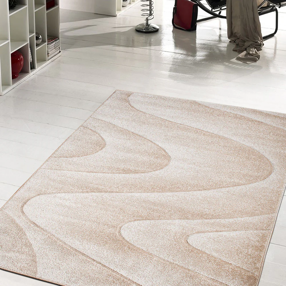Beige Swirl Pattern Delhi Rug - Image 4