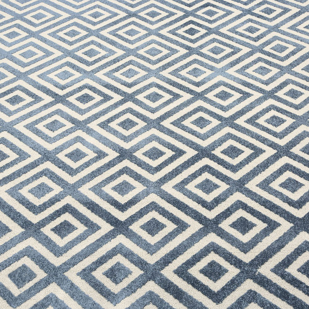 Blue & Cream Diamond Structura Carpet - Image 4