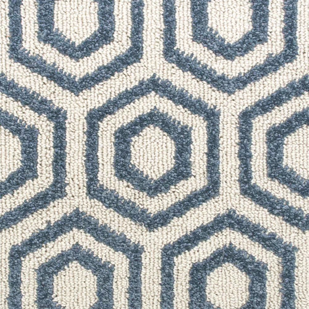Blue & Cream Geometric Structura Carpet - Image 3