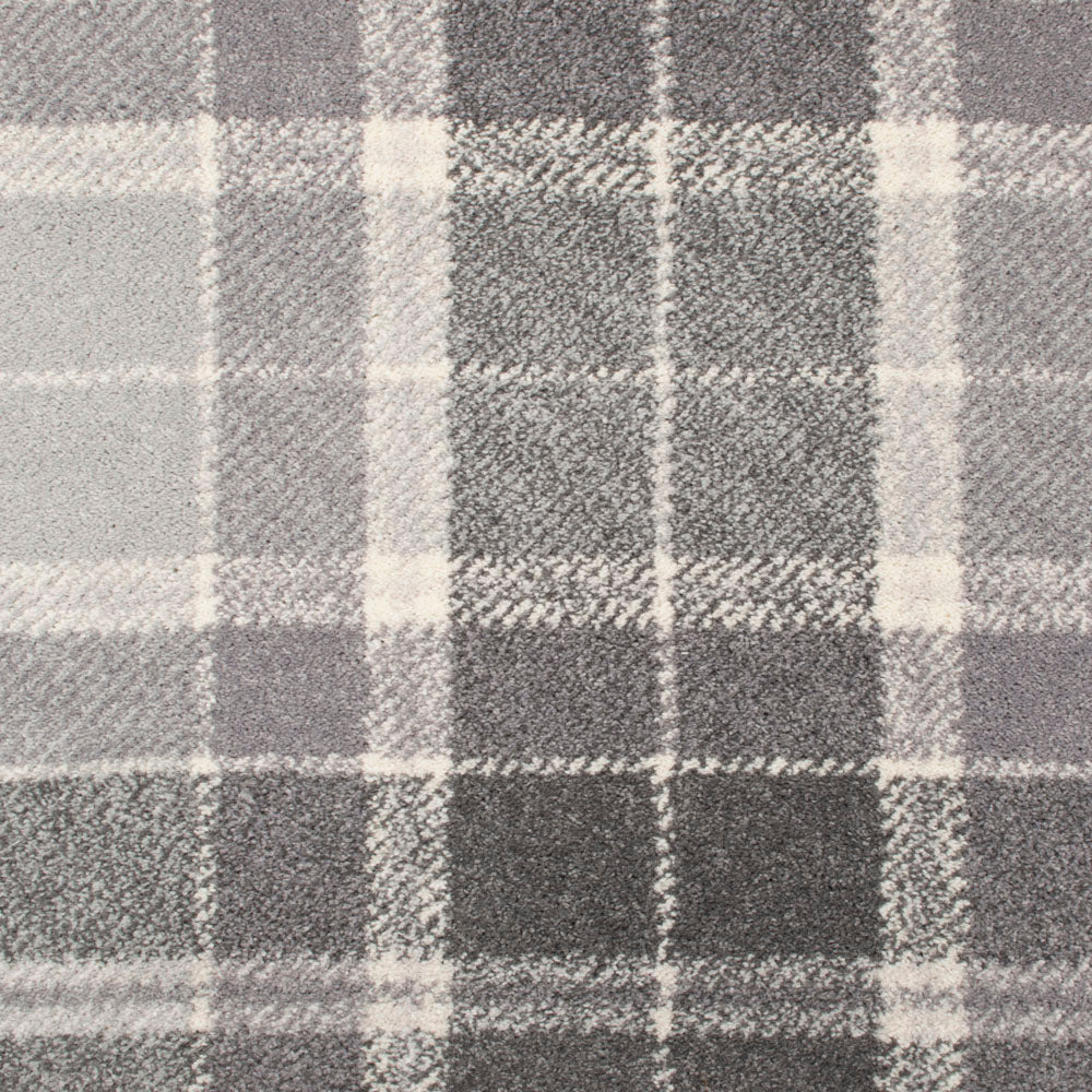 Grey Traditional Tartan Manor Park Wilton Carpet - Image 3