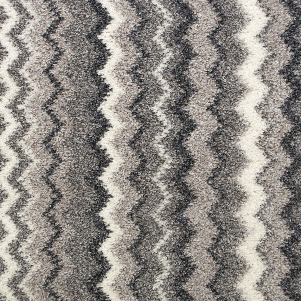 Grey ZigZag 93 Moorland Stripe Felt Backed Carpet - Image 2