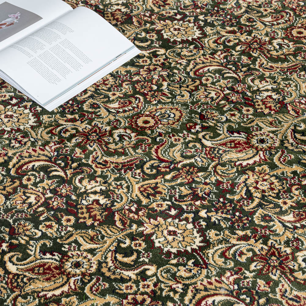 Meadow Green Jacobean Wentworth Patterned Wilton Carpet - Image 2