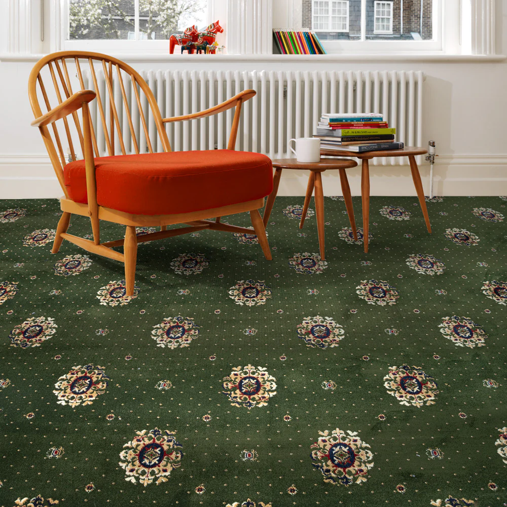 Meadow Green Medallion Wentworth Patterned Wilton Carpet