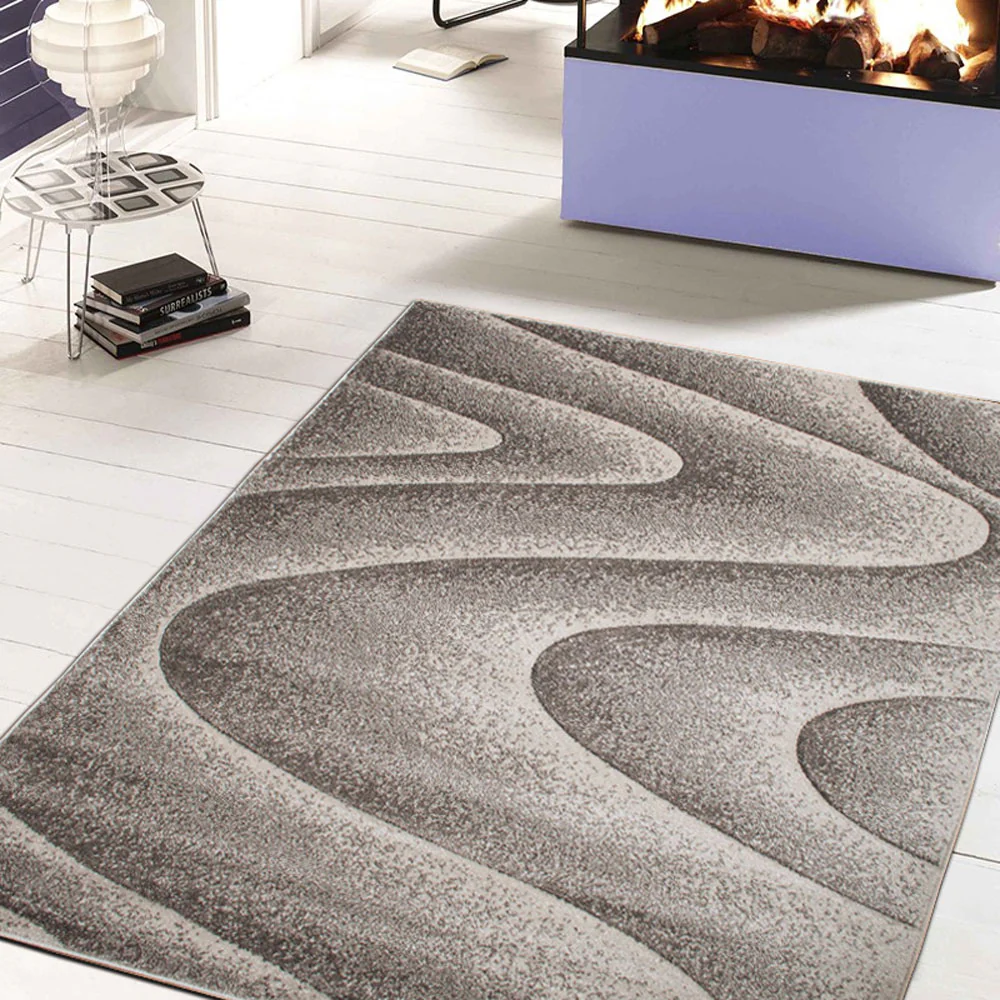Mid Grey Swirl Pattern Delhi Rug