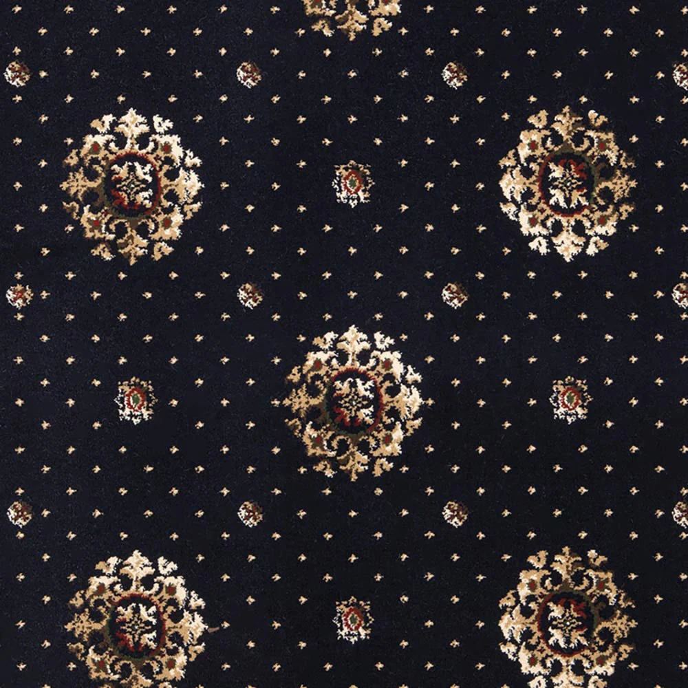 Midnight Blue 2505 30 Medallion Patterned Wilton Wiltax Carpet - Image 3