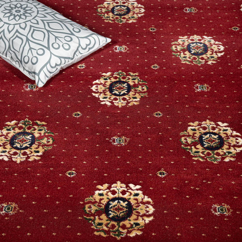 Regal Red Medallion Wentworth Patterned Wilton Carpet - Image 2