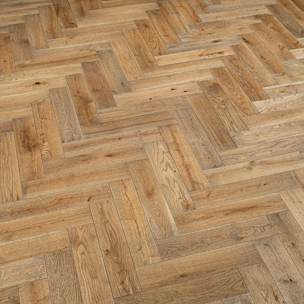 Worn Oak Herringbone 14/3mm Engineered Wood Flooring - Image 3