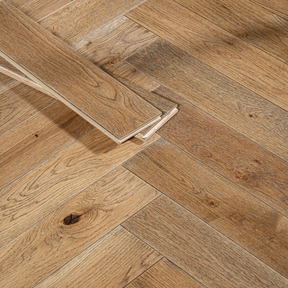 Worn Oak Herringbone 14/3mm Engineered Wood Flooring - Image 5