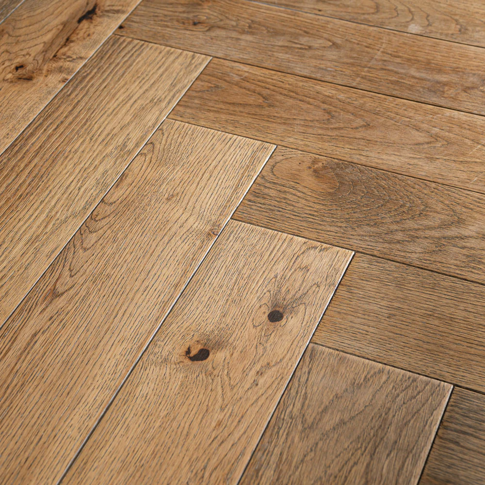 Worn Oak Herringbone 14/3mm Engineered Wood Flooring - Image 6